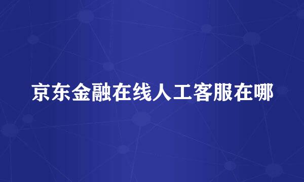 京东金融在线人工客服在哪