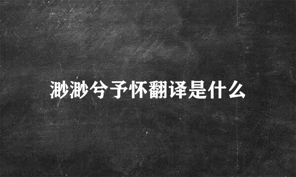 渺渺兮予怀翻译是什么