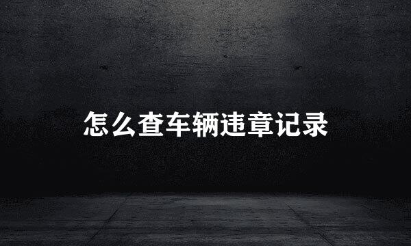 怎么查车辆违章记录