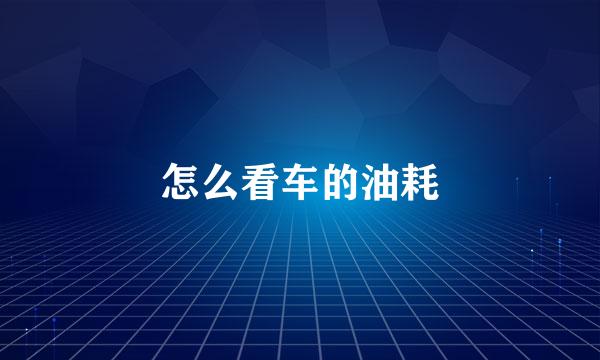 怎么看车的油耗