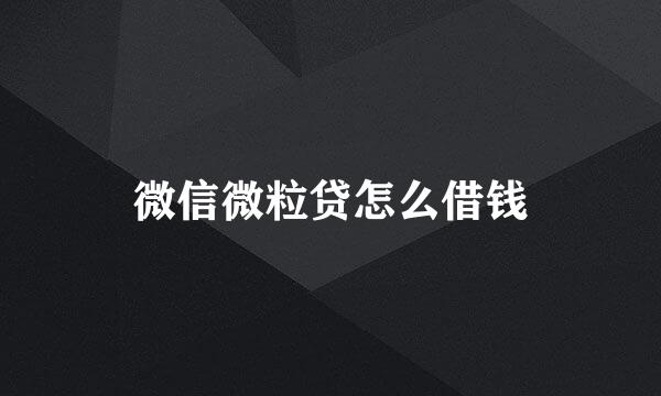 微信微粒贷怎么借钱