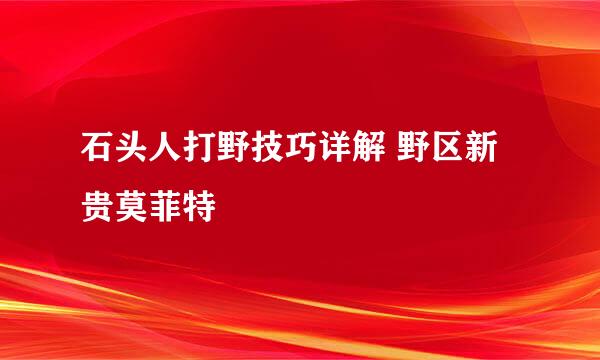 石头人打野技巧详解 野区新贵莫菲特