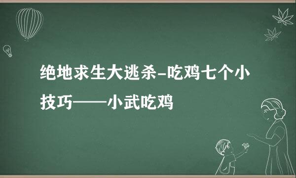 绝地求生大逃杀-吃鸡七个小技巧——小武吃鸡