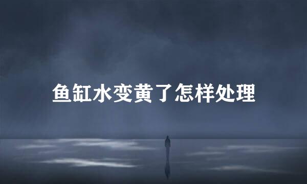 鱼缸水变黄了怎样处理