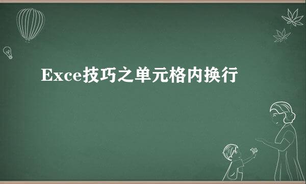 Exce技巧之单元格内换行