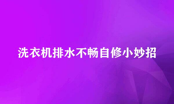 洗衣机排水不畅自修小妙招