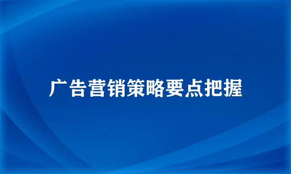 广告营销策略要点把握