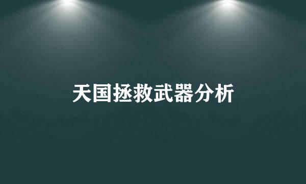 天国拯救武器分析