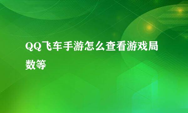 QQ飞车手游怎么查看游戏局数等