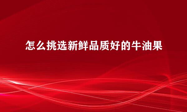 怎么挑选新鲜品质好的牛油果