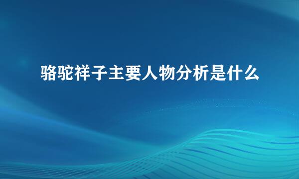 骆驼祥子主要人物分析是什么
