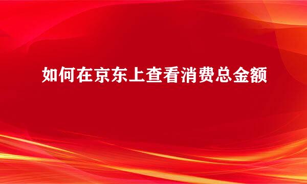 如何在京东上查看消费总金额