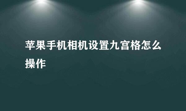 苹果手机相机设置九宫格怎么操作