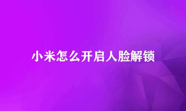 小米怎么开启人脸解锁