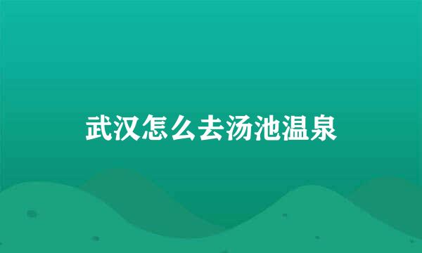 武汉怎么去汤池温泉