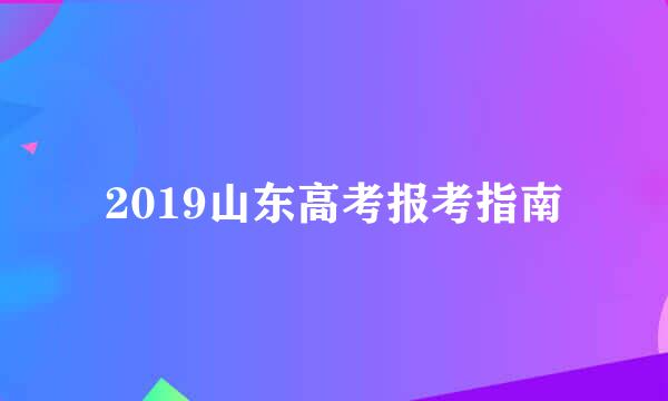 2019山东高考报考指南