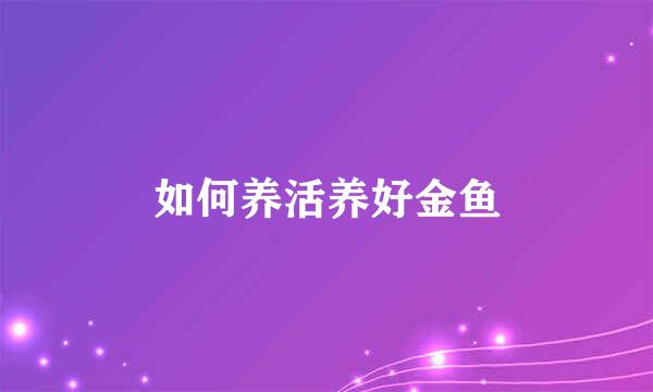 如何养活养好金鱼