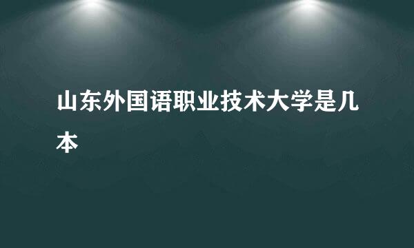 山东外国语职业技术大学是几本
