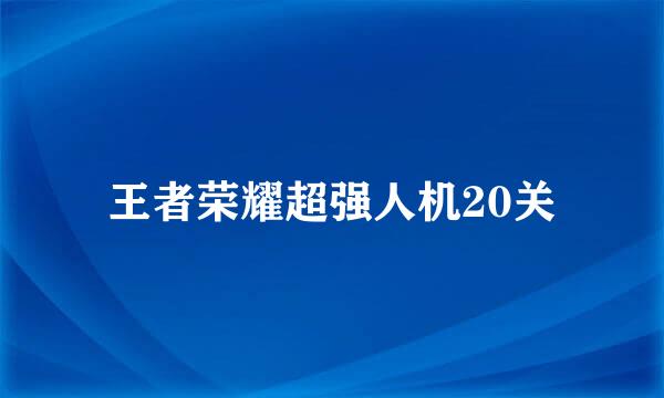 王者荣耀超强人机20关