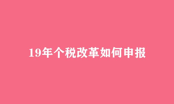 19年个税改革如何申报