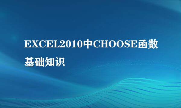 EXCEL2010中CHOOSE函数基础知识
