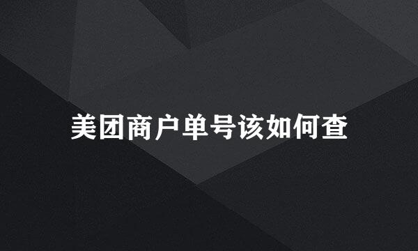 美团商户单号该如何查