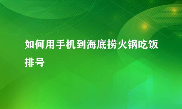 如何用手机到海底捞火锅吃饭排号