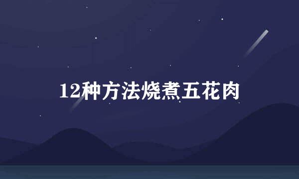 12种方法烧煮五花肉