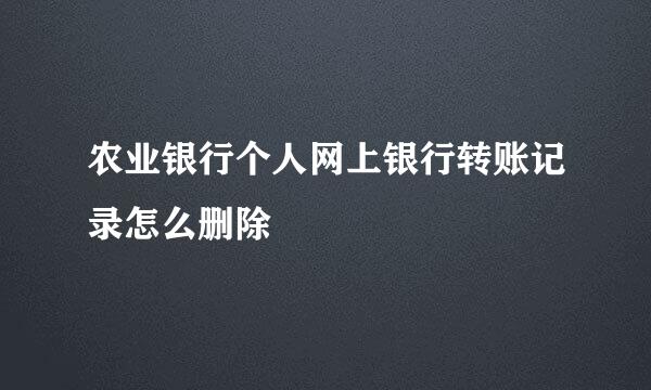 农业银行个人网上银行转账记录怎么删除