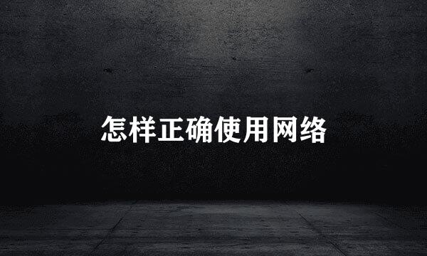 怎样正确使用网络