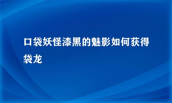 口袋妖怪漆黑的魅影如何获得袋龙
