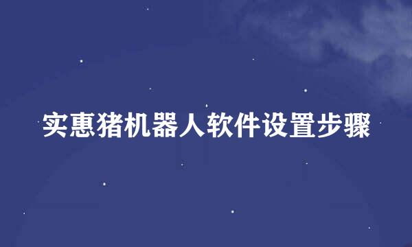 实惠猪机器人软件设置步骤