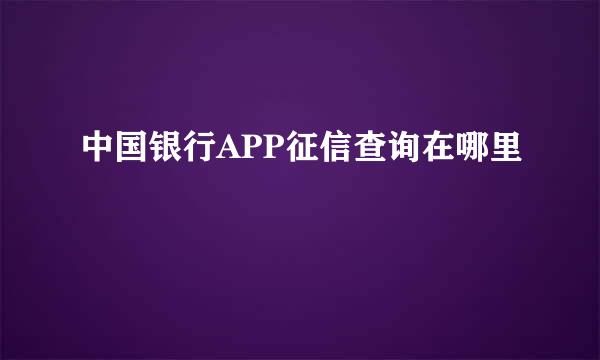 中国银行APP征信查询在哪里