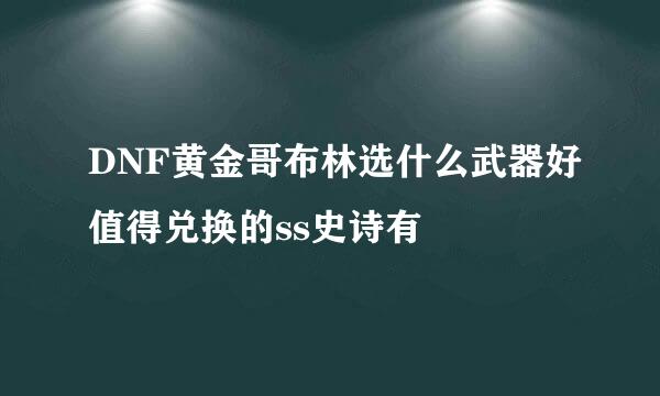 DNF黄金哥布林选什么武器好值得兑换的ss史诗有