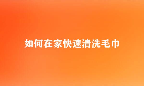 如何在家快速清洗毛巾