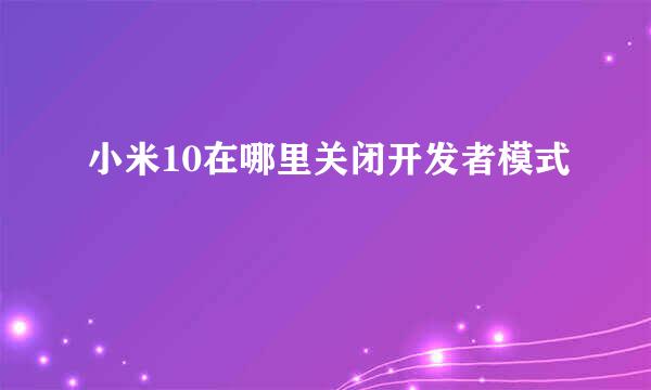 小米10在哪里关闭开发者模式