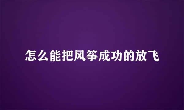 怎么能把风筝成功的放飞