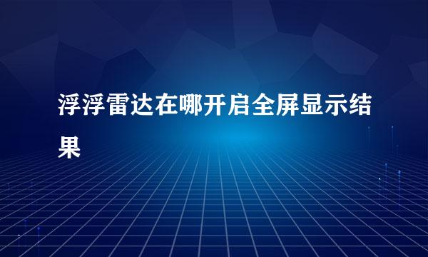 浮浮雷达在哪开启全屏显示结果