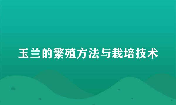 玉兰的繁殖方法与栽培技术