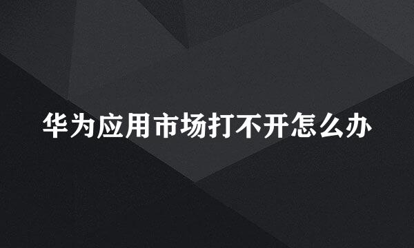 华为应用市场打不开怎么办