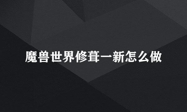 魔兽世界修葺一新怎么做