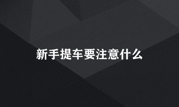 新手提车要注意什么