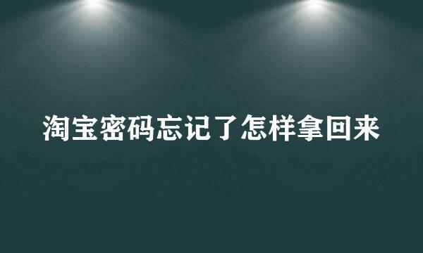 淘宝密码忘记了怎样拿回来