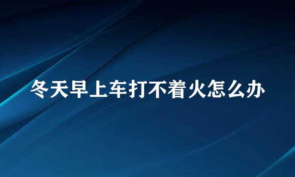 冬天早上车打不着火怎么办