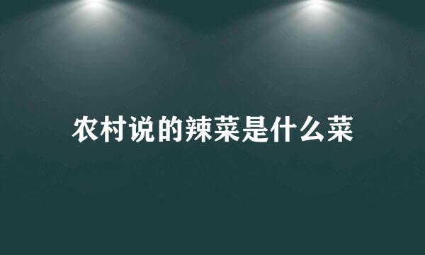 农村说的辣菜是什么菜