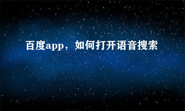 百度app，如何打开语音搜索