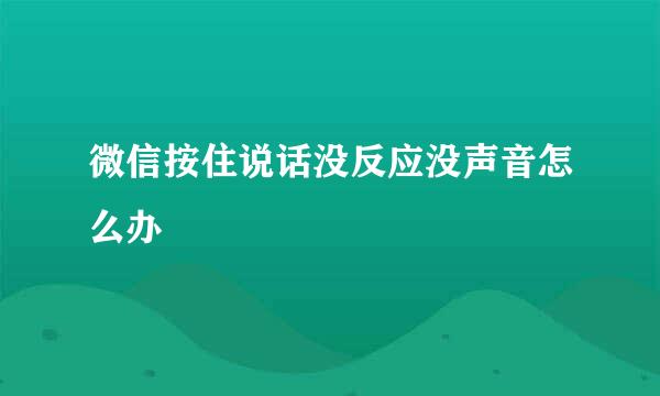 微信按住说话没反应没声音怎么办
