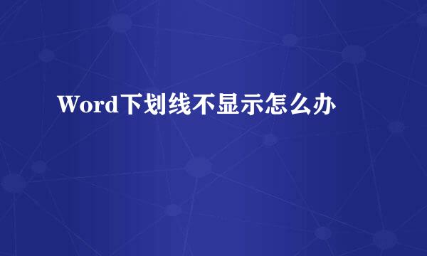 Word下划线不显示怎么办