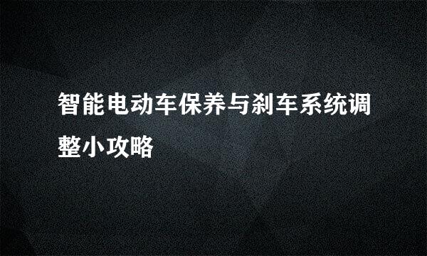 智能电动车保养与刹车系统调整小攻略