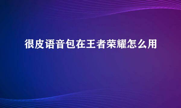 很皮语音包在王者荣耀怎么用